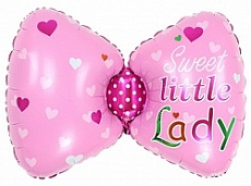 Фольгированный шарик "Бантик для девочки, Розовый" (74 см)